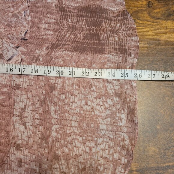 Jennifer Lopez Chiffon Ruffle Flare Sleeve Top L Watercolor Keyhole Neck Boho - Picture 7 of 9